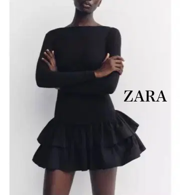 [택 포함 새상품] ZARA 숏 기장 프릴 원피스 보트넥 M 사이즈