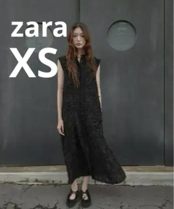 새상품 ZARA 프린지 볼륨 미디 기장 원피스 XS bibiy