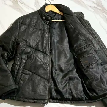 초레어 램 가죽 다운 자켓 크로커다일 패턴 XL 양가죽 블랙