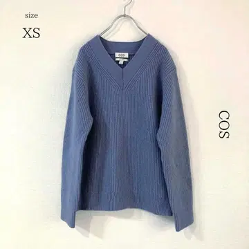 [ COS ] 양모 울 V넥 니트 스웨터 [ XS ] 긴팔 블루