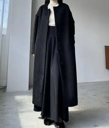 르엘레 롱 코트 블랙 M 사이즈