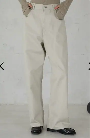 high waist straight twill pants