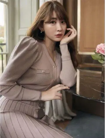 Suite Room Knit Long Dress - misty rose