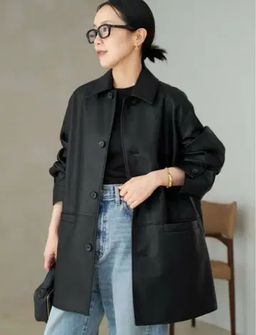 Plage Leather Like Car 코트 플라주 가죽 자켓