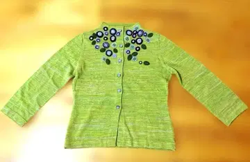 [ Sybilla ] 자수 가디건 그린 플라워 7부 소매 스몰 L