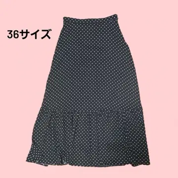 UNITED ARROWS 도트 무늬 플레어 스커트 36 사이즈