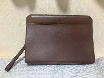 여성용 안장 가죽 클러치백 세컨드 백 다크 브라운