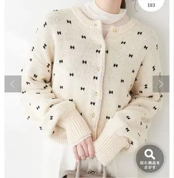 natural couture 리본 하트 자카드 가디건