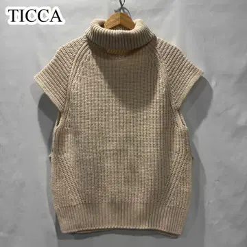 새상품급 TICCA 티 터틀넥 니트 베스트 아이보리 F