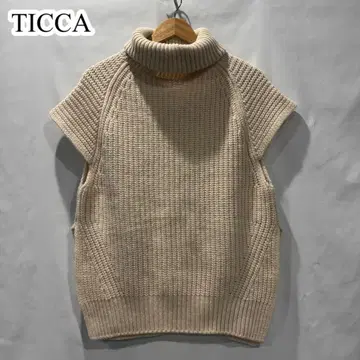 새상품급 TICCA 티 터틀넥 니트 베스트 아이보리 F
