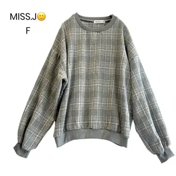 [ MISS.J ] 글렌체크 패턴 트레이닝복 F 풀오버 a0954