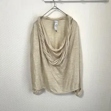 니어니폰 일본제 울 100% 긴팔 드레이프넥 상의 베이지