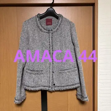 [ 귀중:빅 사이즈 ] AMACA 아마카 트위드 노카라 자켓