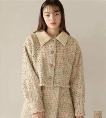 TINA: JOJUN 트위드 프린지 블루종