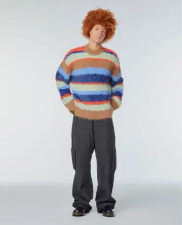 Instant funk 멀티 스트라이프 모헤어 니트