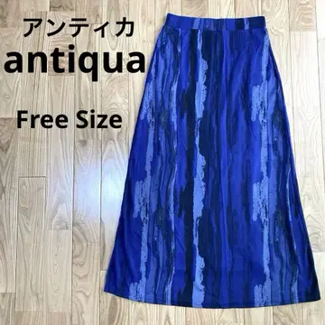 완판템 안티카 antiqua 아트 패턴 롱 타이트 스커트 파랑 프리
