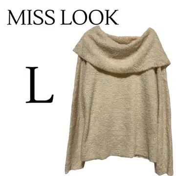 MISS LOOK 오프숄더 니트 스웨터 L 사이즈 베이지 계열