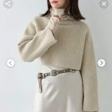 개럴개런트 캐시미어 혼방 숏 터틀 니트 화이트 로우 게이지