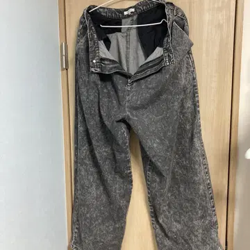 cussil 블랙 계열 와이드 실루엣 데님 팬츠 L