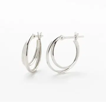 L &Co. K10 화이트 골드 2연풍 후프 귀걸이