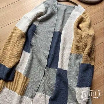 멀티 컬러 패치워크 니트 가디건