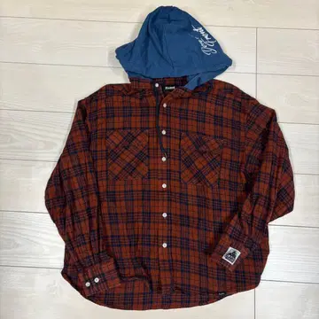 XLARGE 체크 무늬 후드 부착 셔츠 S