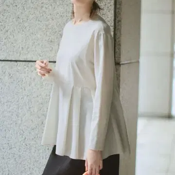 23구 S 내추럴 코튼 베어 콤비 페플럼 티셔츠 아이보리 계열 32