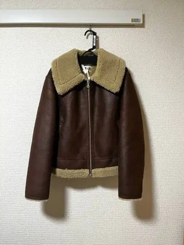 Mango MNG 브라운 인조 가죽 무스탕 보아 자켓