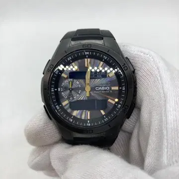 CASIO 아날로그 디지털 솔라 전파 손목시계 올 블랙 컬러 미작동