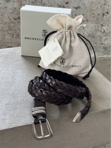 BRUNELLO CUCINELLI 가죽 벨트 레이스업 브라운