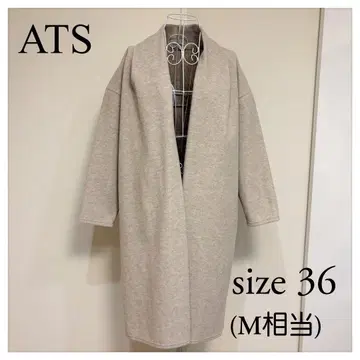 새상품급 ATS 노카라 코트 라이트 베이지 M 롱 코트