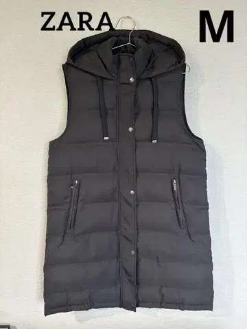 [ ZARA ] 블랙 후드 롱 베스트