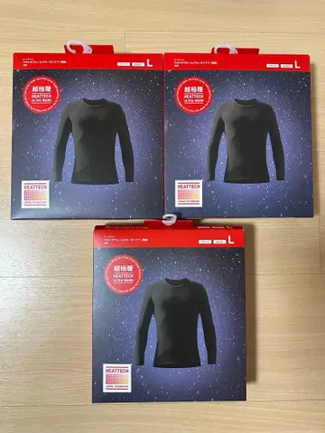 유니클로 히트텍 울트라 웜 크루넥 T 초극난 L 블랙 3점