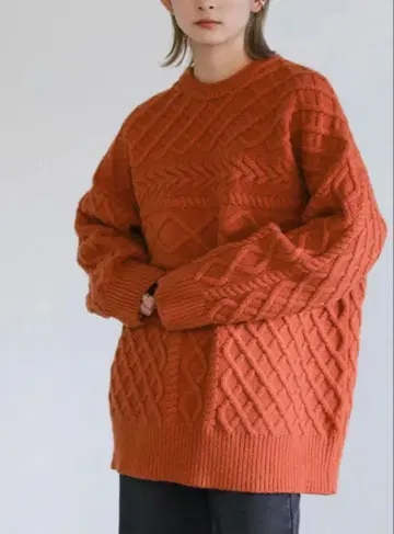select moca 랜덤 케이블 오버 니트 오렌지