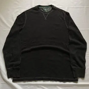 00s 와플 티셔츠 블랙 긴팔 앞V 그런지 y2k 구제 의류 XL