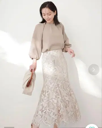 anuans 코드 레이스 머메이드 스커트 ( GREY BEIGE )