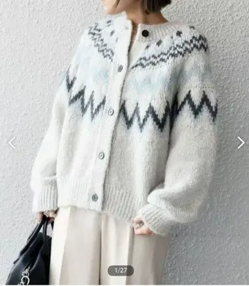 SHIPS 알파카 울 노르딕 가디건