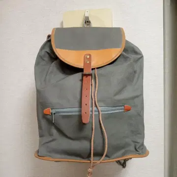 공방 HOSONO 호소노 상점 캔버스 백팩 가죽 카키 더스티 컬러
