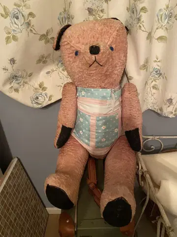 곰 봉제 인형 파란색 에이프런
