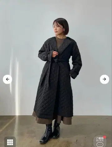 COHINA 퀼팅 노카라 코트