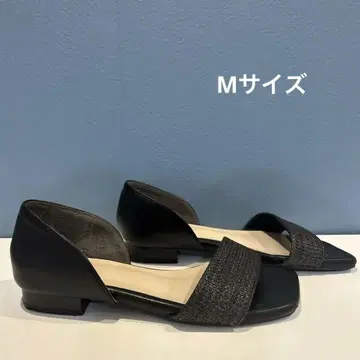 LEPSIM 오픈토 블랙 샌들 낮은 힐