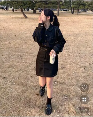 nugu VISCO 데님 미니 드레스