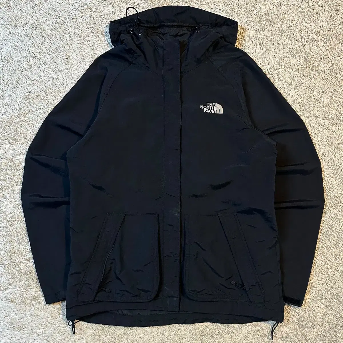 [S] The North Face Nylon Hooded Windbreaker Jacket Black