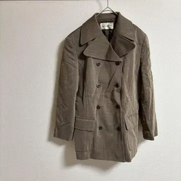 ANNE KLEIN II 언클라인 울 블렌드 브라운 피 코트 9호
