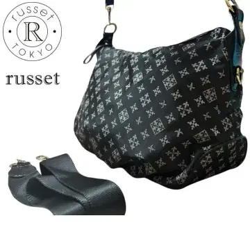 russet 러셋 올 패턴 나일론 천연 가죽 숄더백 검정 블랙