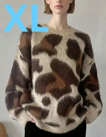 귀여운 L 레오파드 무늬 오버 사이즈 니트 XL 멋쟁이