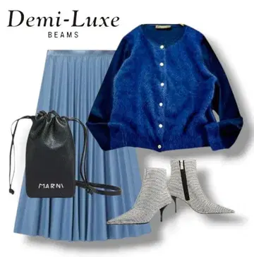 Demi-Luxe BEAMS fluffy 절개 도킹 가디건