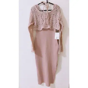 EAT ME 레이어드 니트 원피스 핑크 이토미