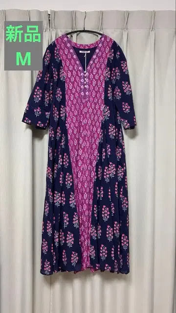 새상품/누키테파/Lotus Combi Print Panel Dress/M