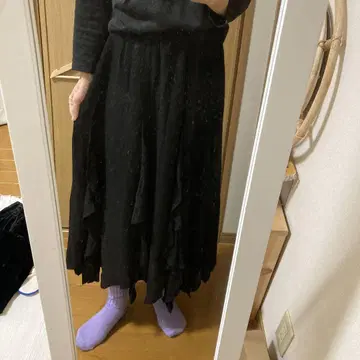 블랙 플레어 스커트 롱 기장